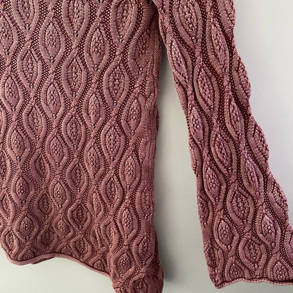 Women’s Soft Surroundings Brown Snow Wash Diamond Cable Knit Sweater Siz… - Picture 6 of 6